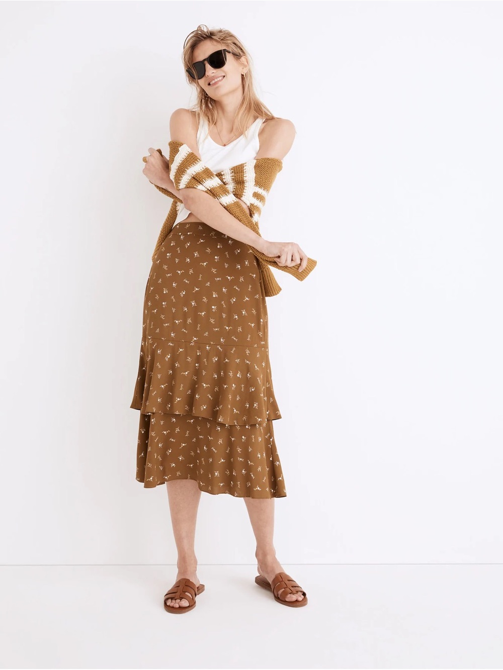 Madewell Ruffle Tiered Midi Skirt